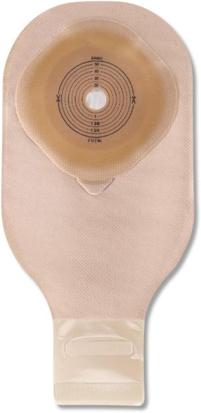 Hollister 8901 CeraPlus Flat 1-Piece 12” with Filter Drainable Ostomy Pouching System with Adhesive Border, 10 Pack, Cut-to-Fit up to 2-1/2” (64 mm)– Beige with Viewing Option