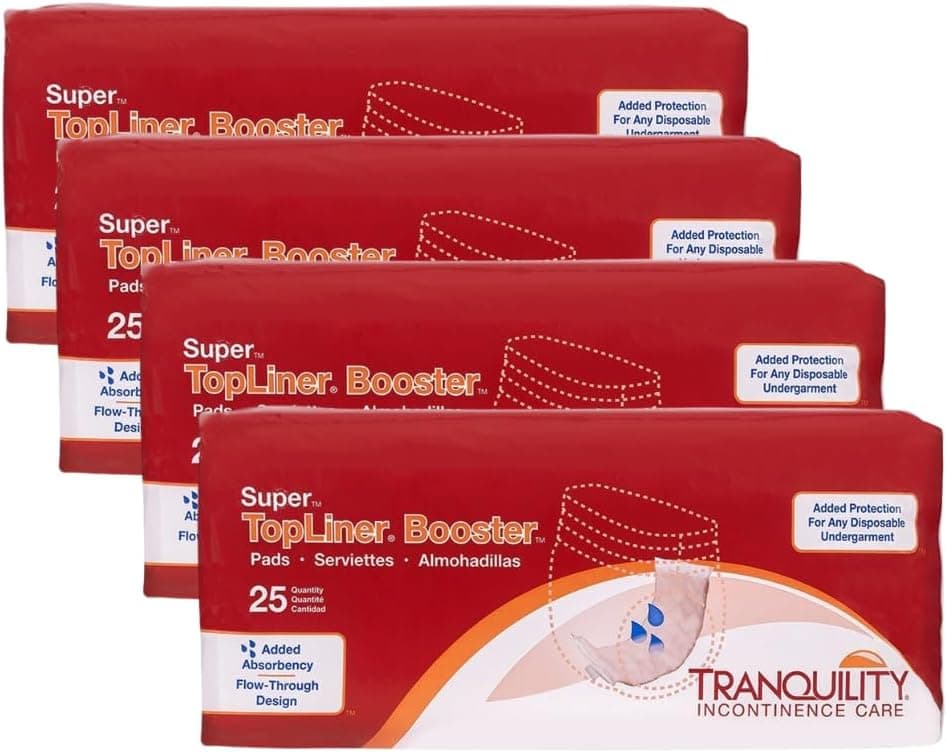 Tranquility TopLiner Booster Pads, Super 15" x 4.25", 200 Ct Case