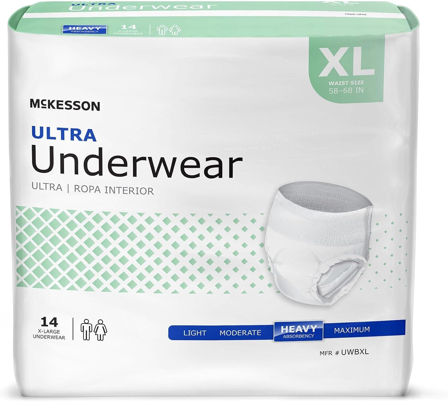 McKesson Ultra Adult Incontinence Underwear, [56 Count], Heavy Absorbency, XL, 58-68 in. Unisex Bladder Leak Protection, Pull-On Style with Tear-Away Sides, Postpartum and Incontinence Support