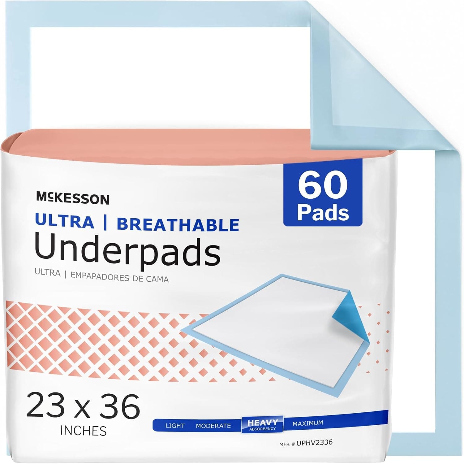 McKesson Ultra Underpads, Heavy Absorbency, Elderly, 23 x 36 in, 60 ct
