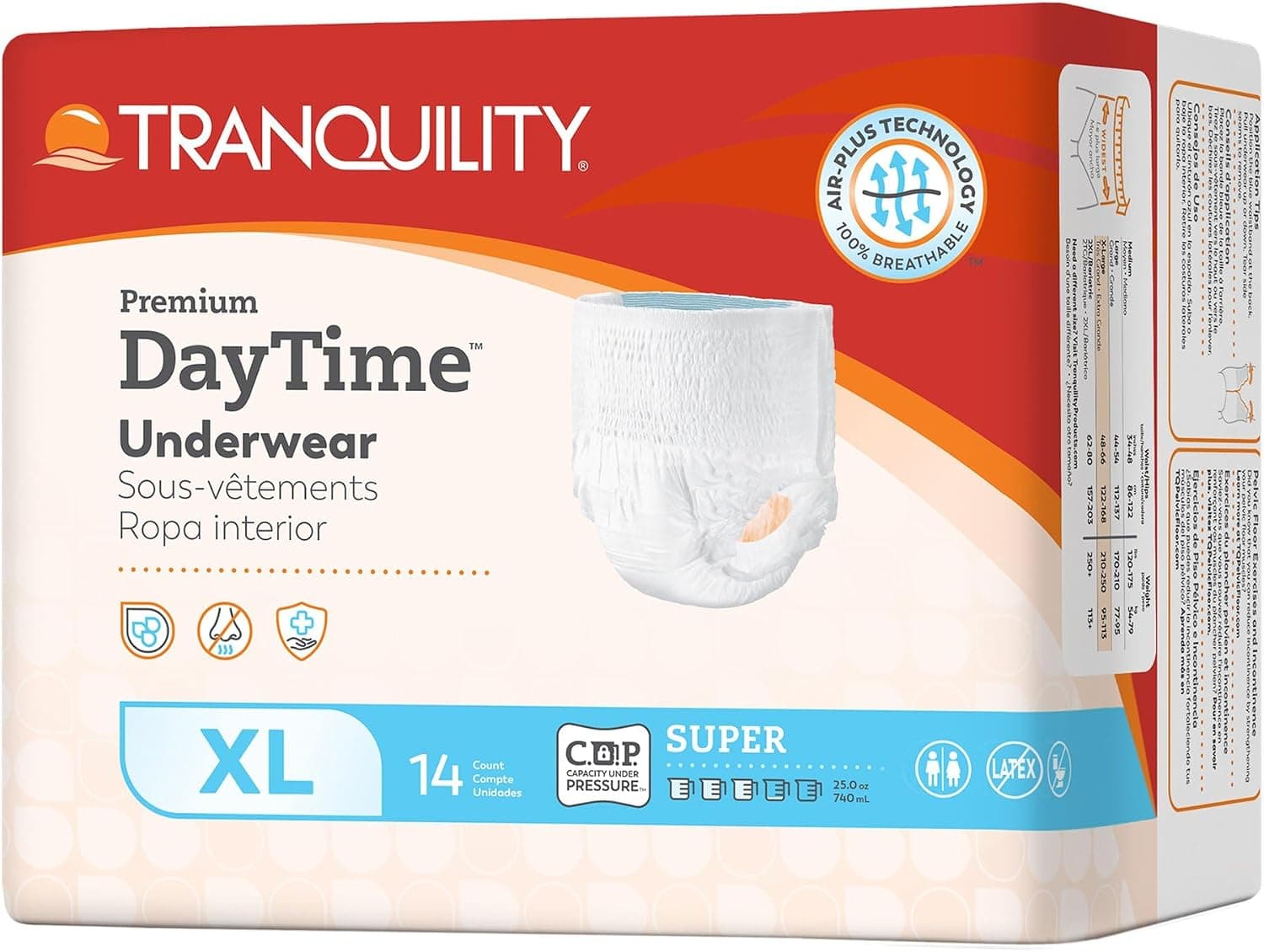 Tranquility Premium DayTime Absorbent Underwear, XL, 66 in, 56 ct