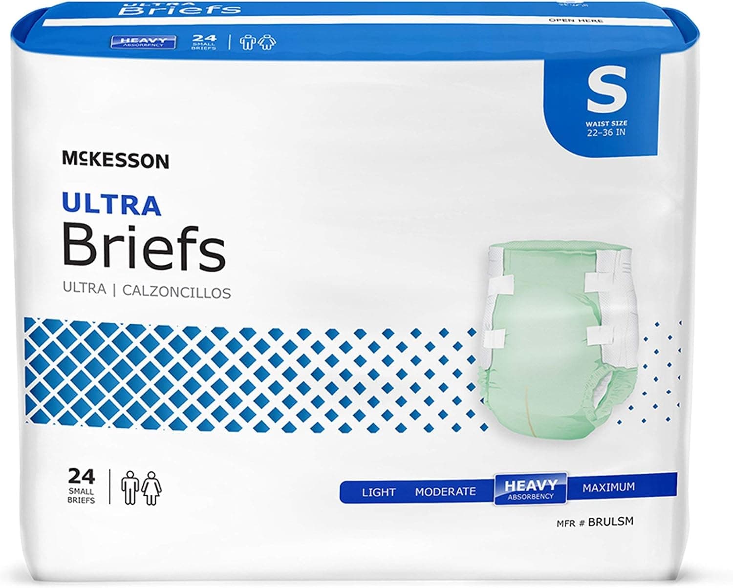 McKesson Ultra Briefs, Small, Heavy Absorbency, Unisex, 36 in, 96 ct
