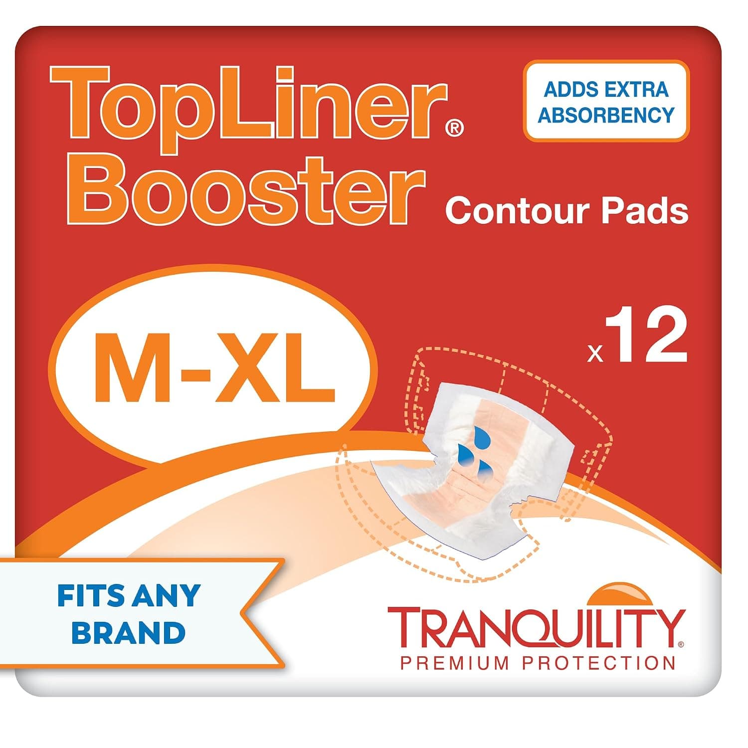 Tranquility TopLiner Booster Contour Pads, 21.5" x 13.5", 120 Ct Case