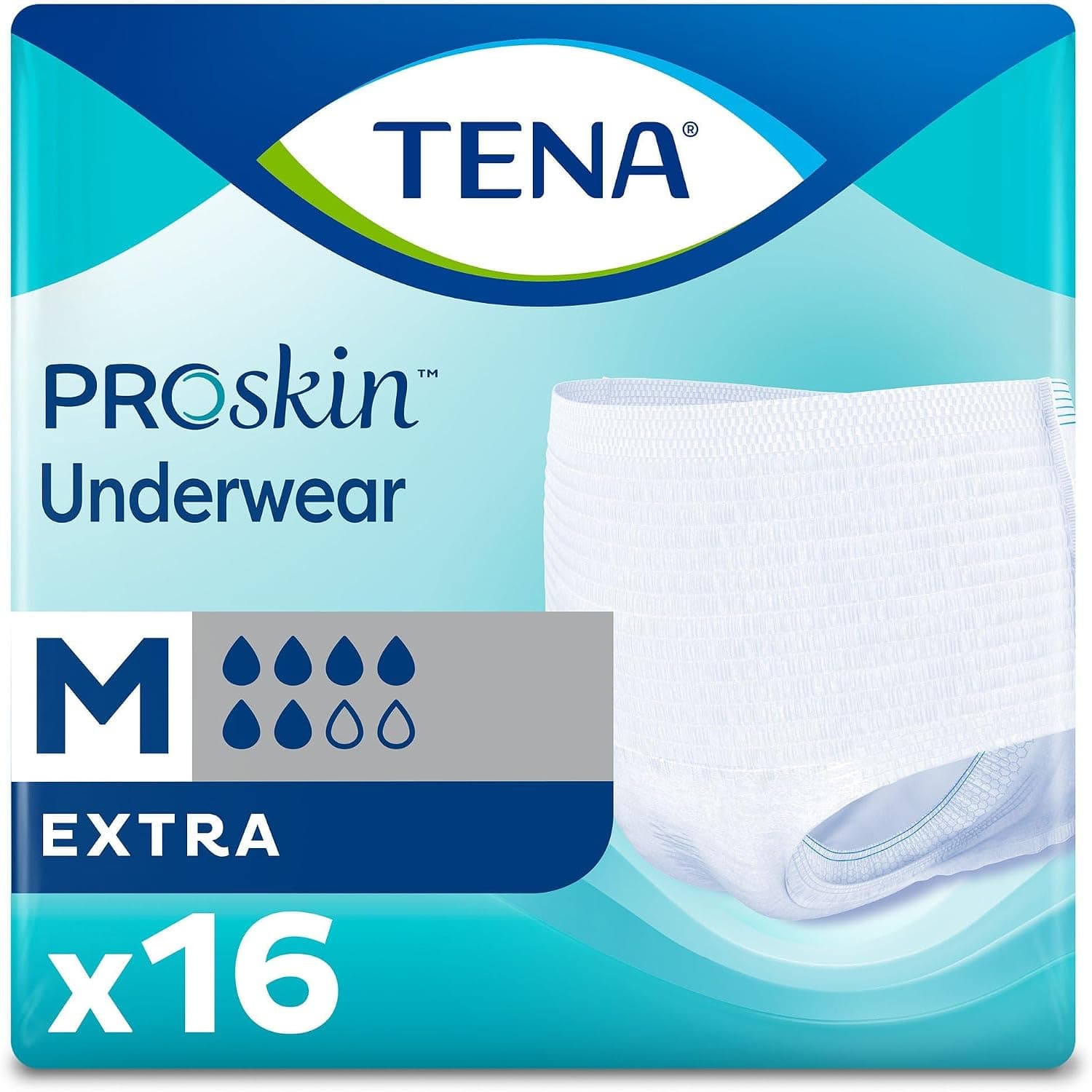 TENA ProSkin Extra Breathable Underwear, Moderate Absorbency, Medium, 64 ct