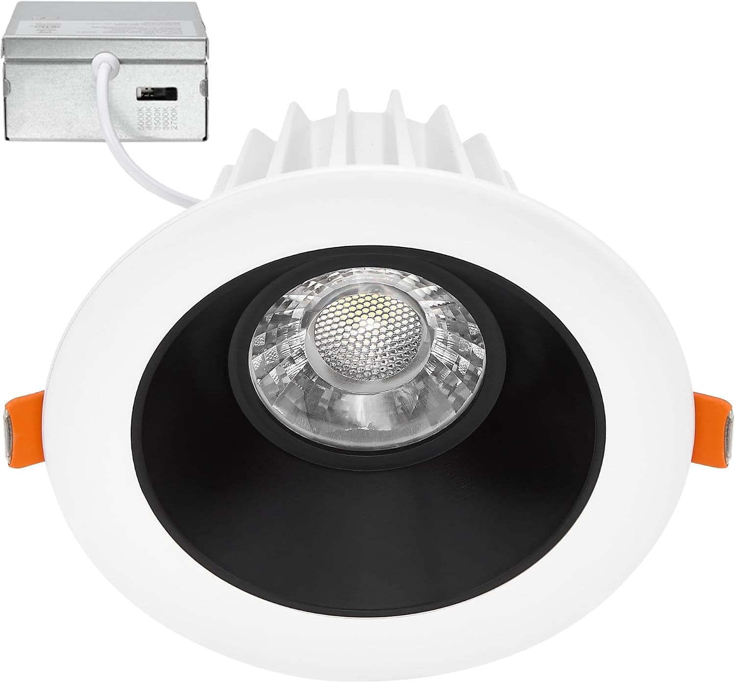 Maxxima 4" Anti-Glare LED Downlight Canless, 1200 Lumens, 5CCT, White/Black
