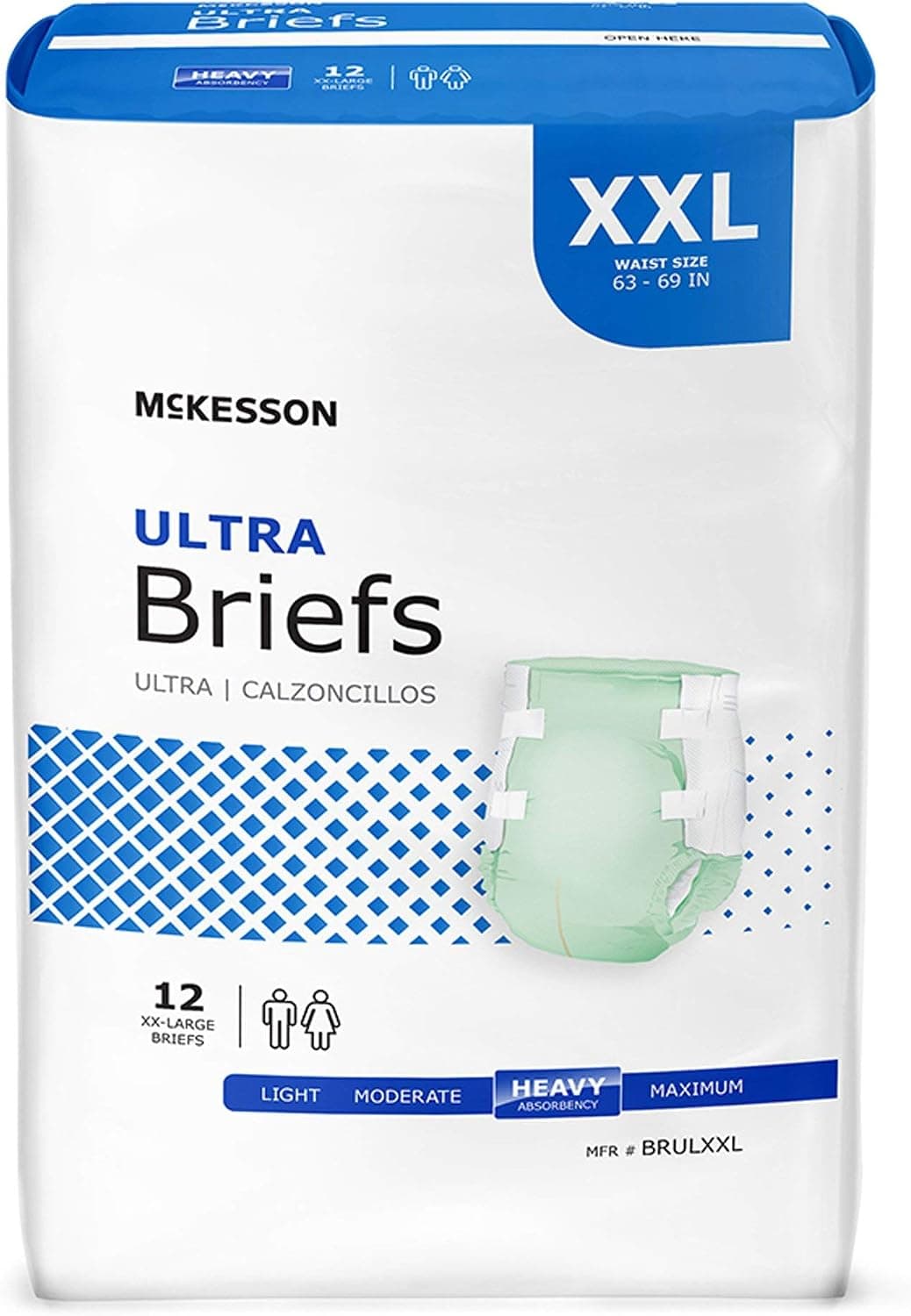 McKesson Ultra Briefs, XXL, Heavy Absorbency, Unisex, 69 in, 48 ct