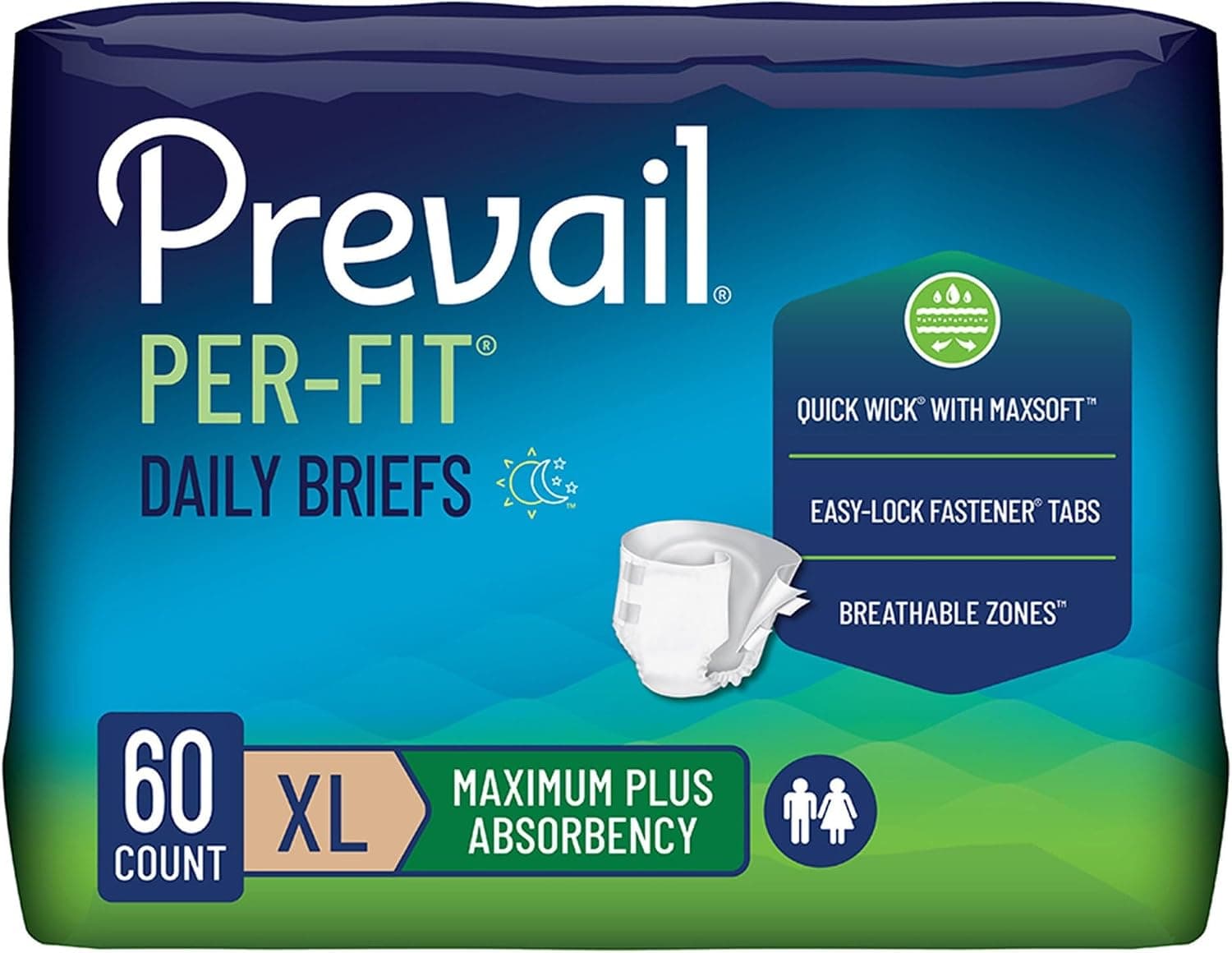 Prevail Per-Fit Daily Briefs, XL, 60 ct