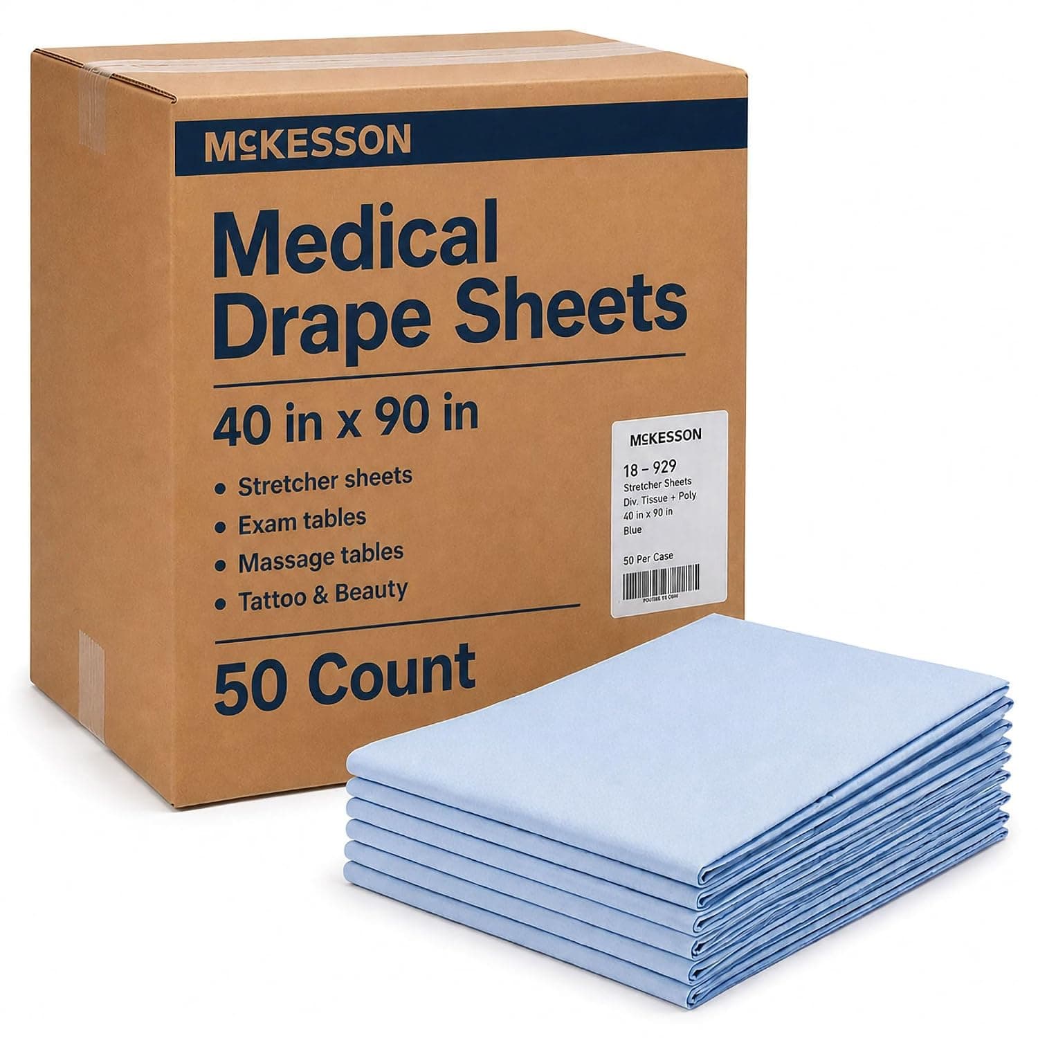 McKesson Drape Sheets Stretcher Sheet for Bed, Exam, 40 x 90 in, 50 ct