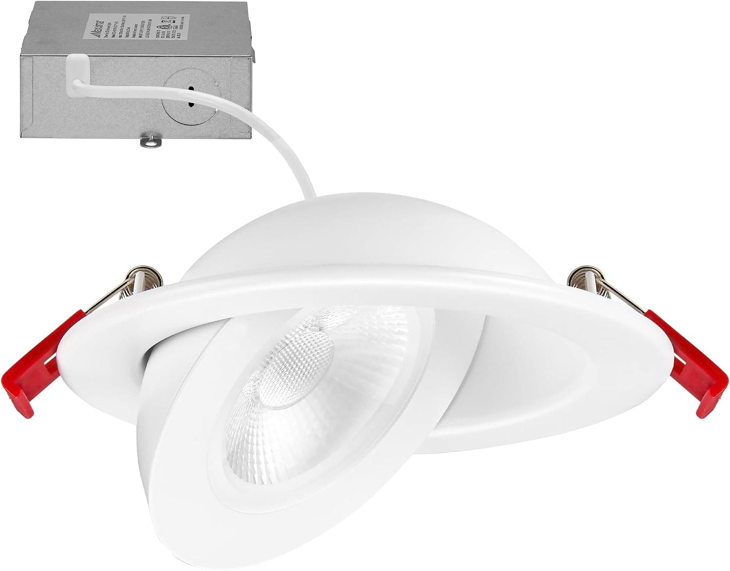 Maxxima 4" Ultra-Thin LED Floating Gimbal Downlight, 900 Lumens 5CCT, White