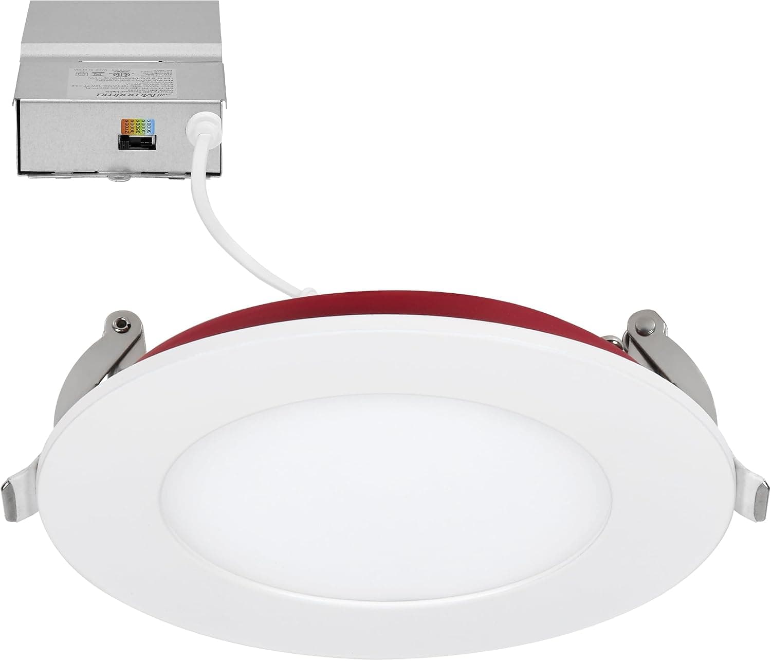 Maxxima 4" 2 Hour Fire Rated LED Downlight, 800 Lumens, 5 CCT, White Trim