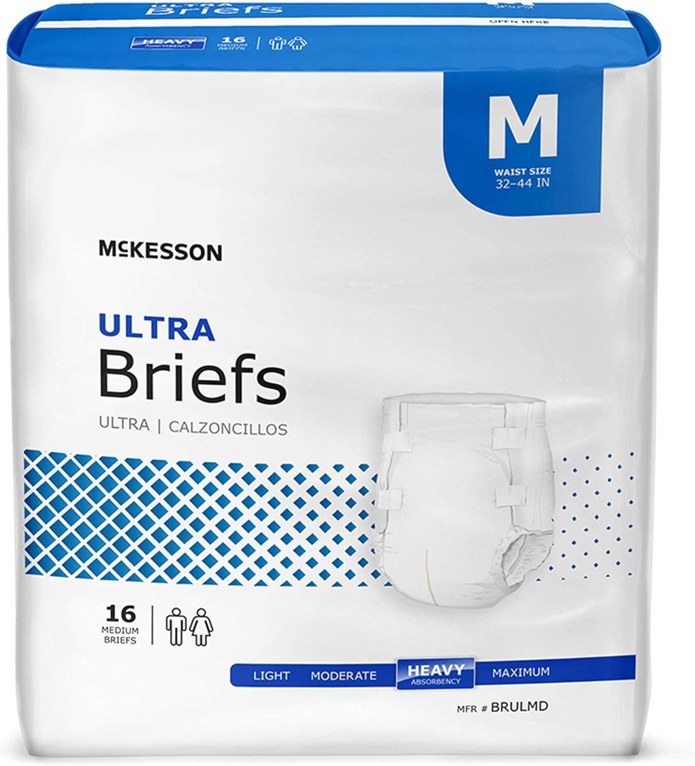McKesson Ultra Briefs, Heavy Absorbency, Medium, Unisex, 44 in, 96 ct