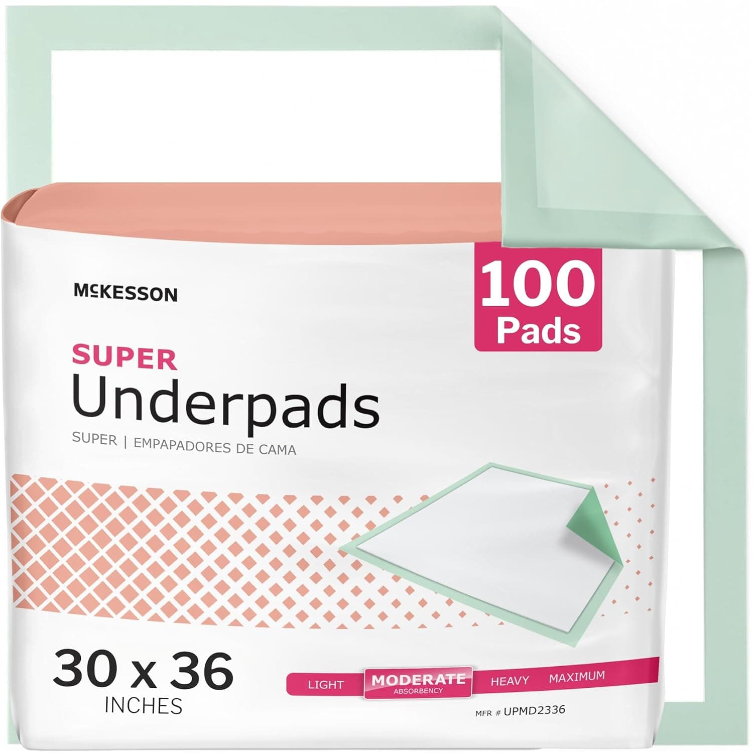 McKesson Super Underpads, Moderate Absorbency, 30 x 36 in, 100 ct