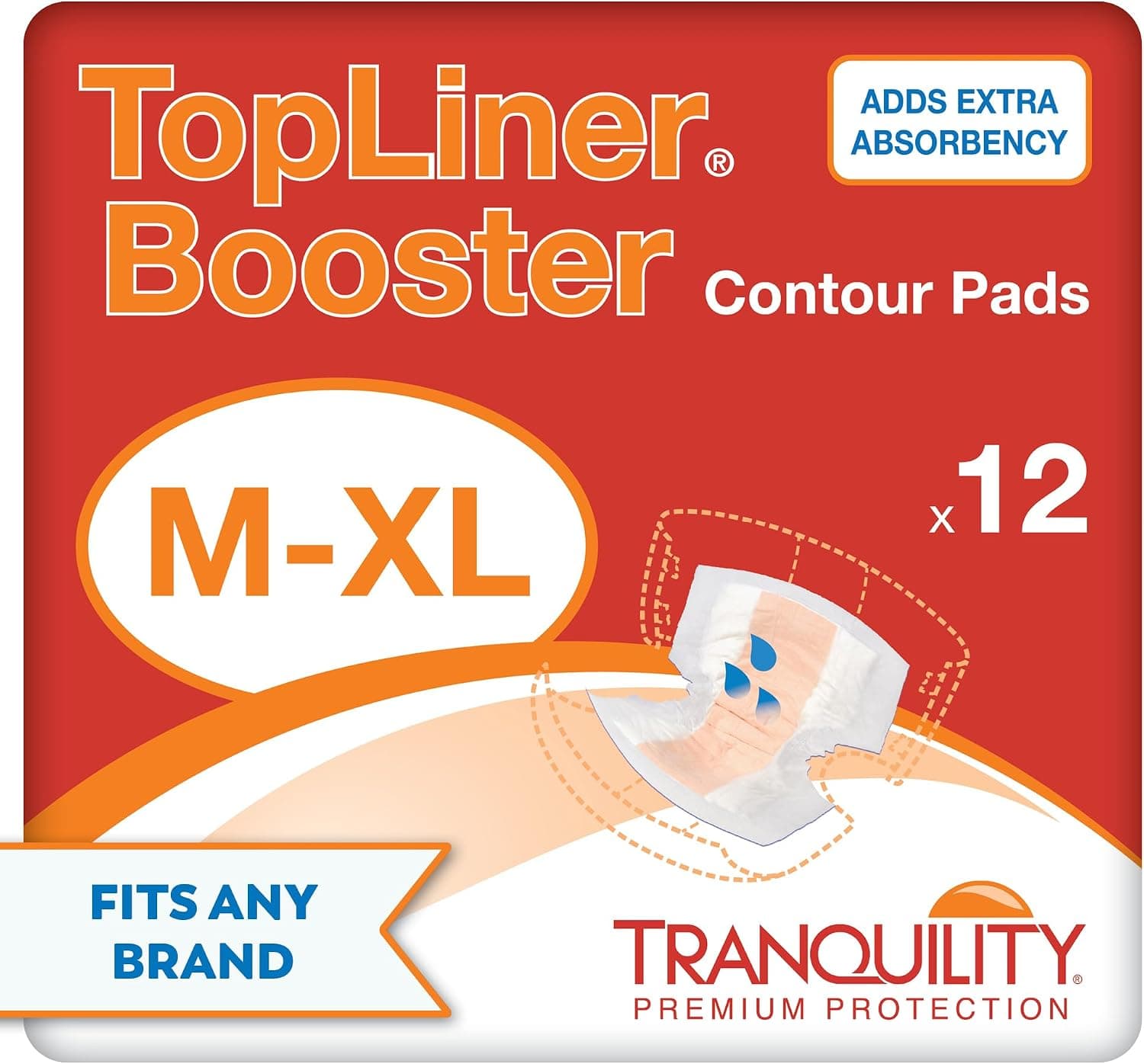 Tranquility TopLiner Booster Contour Pads, 21.5" x 13.5", 120 Ct Case