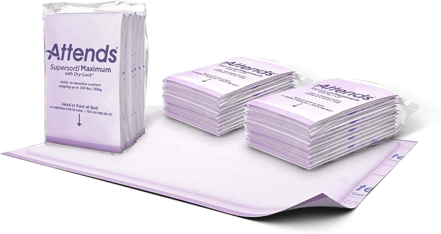 Attends Supersorb Disposable Underpads, 30"x36", Overnight Bed Pads, 60 ct