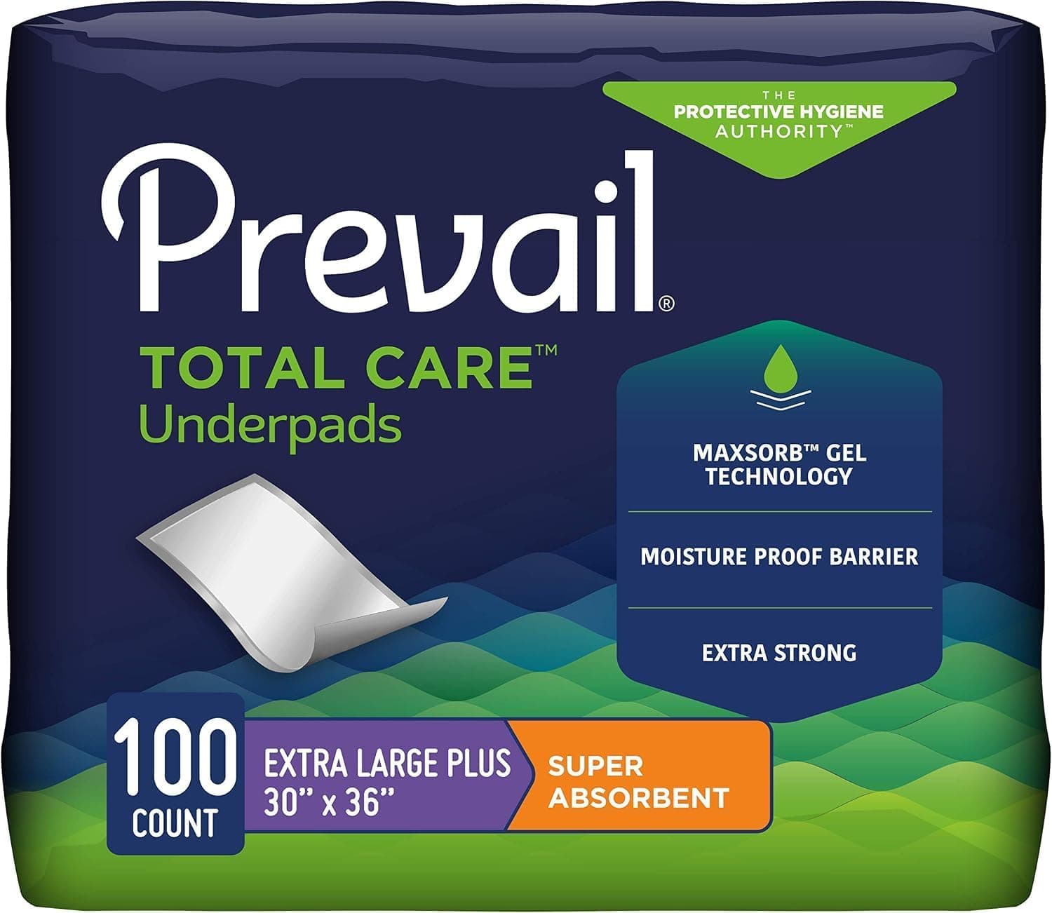 Prevail Total Care Underpads, Clear, 30 x 36 in, 100 ct