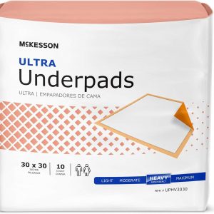 McKesson Ultra Underpads, Incontinence Bed Pads 30" x 30" [100 Count], Heavy Absorbency, Disposable Chux Pads for Adults, Elderly, and Baby, Pee Pads