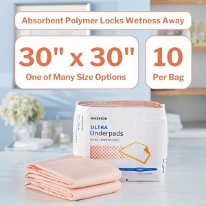 Alternative view of McKesson Ultra Underpads, Incontinence Bed Pads 30" x 30" [100 Count], Heavy Absorbency, Disposable Chux Pads for Adults, Elderly, and Baby, Pee Pads