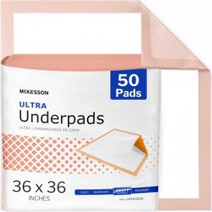 McKesson Underpads Disposable Bed Pads 36" x 36" [50 Count], Heavy Absorbency, Ultra Incontinence Chux for Adults, Elderly, and Baby, Pee Pads