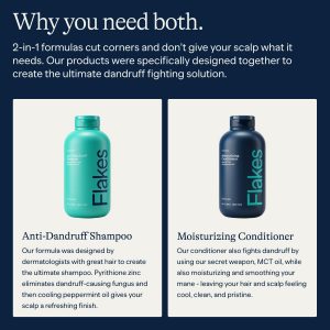 Alternative view of Flakes Anti Dandruff Shampoo and Conditioner Set for Men with Scalp Massager | Dry, Flaky, & Itchy Scalp Shampoo | Sulfate and Paraben Free | Hydrating Shampoo & Moisturizing Conditioner | 9 fl oz