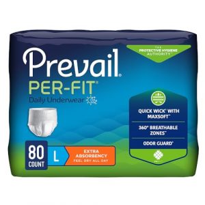 Alternative view of Prevail Per-Fit Daily Protective Underwear, Unisex Adult Disposable Diaper for Men& Women, Extra Absorbency, Large, 44""-58"" Waist, 80 Count Case, White