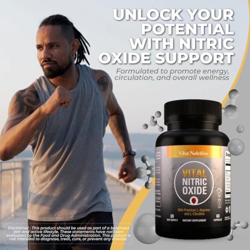 Vital Nitric Oxide Supplements for Men - Workout Booster Supplement for Men - Nitrous Oxide Boost Blood Flow, Blood Pressure, Energy & Workout Performance with L Arginine L Citruline-30 Days Supply - Image 3