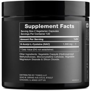 Alternative view of Toniiq 1300mg NAC - 4 Month Supply - Min. 98%+ Tested Purity - Ultra High Strength Bioavailable NAC Cysteine Supplement - 240 Vegetarian N Acetyl Cysteine Capsules -Lab Tested TQ