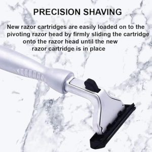 Alternative view of Taconic All‑Metal Heavyweight Chrome Razor – Gillette® Atra-Compatible Twin Blade Handle with 10 Pivot Plus Personna Blades, Ergonomic Grip, Durable Design