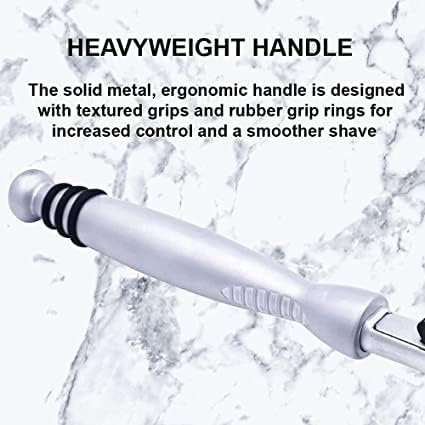 Taconic All‑Metal Heavyweight Chrome Razor – Gillette® Atra-Compatible Twin Blade Handle with 10 Pivot Plus Personna Blades, Ergonomic Grip, Durable Design - Image 3