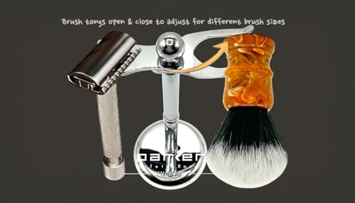 Parker Safety Razor, The Adjust-O-Stand, Adjustable Safety Razor & Shave Brush Stand, Simple to Customize to fit Any Size Shave Brush - PATENT PENDING - Image 3