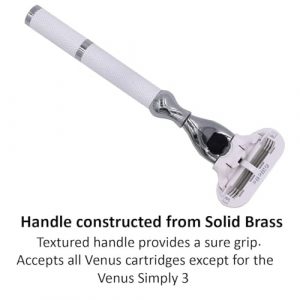 Alternative view of Parker Deluxe Triple Blade Razor for Women–Compatible with Gillette Venus or Gillette Mach 3 Cartridges–5.5 Inch Textured Brass Frame Handle-One Gillette Venus Cartridge Included