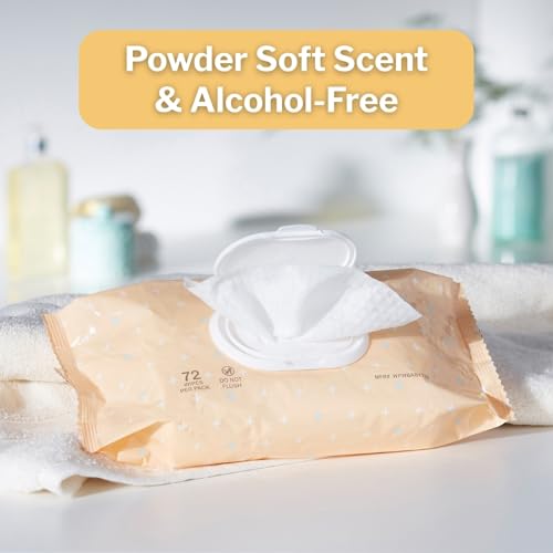 McKesson Baby Wipes, Baby Powder Scent (12 Packs, 864 Wipes) - Aloe & Vitamin E, 99% Water, Flip-Top Lid, Wipes for Sensitive Skin & Diaper Rash, 6.8 in x 7 in, 72 per pack - Image 6