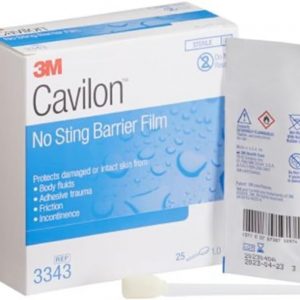 3m Cavilon No-Sting Barrier Film, Gentler Way to Protect Skin from Body Fluids, Adhesives, and Friction, Alcohol Free Barrier Film, Hypoallergenic and Latex Free, Swabs, Box of 25