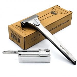 Parker Adjustable Injector Razor – Single‑Edge Safety Razor with Dial‑Control (Settings 1–5) + 20 Injector Blades (Stainless/Resin Handle)