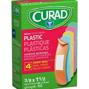 Curad Neon Plastic Adhesive Bandages, Assorted Colors, 3/4" x 3" (Case of 1200)