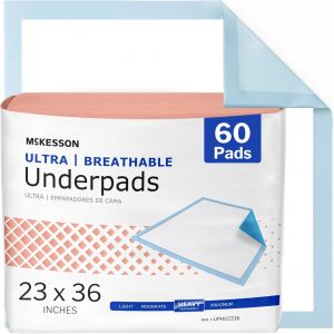McKesson Ultra Underpads, Incontinence Bed Pads 23" x 36" [60 Count], Heavy Absorbency, Breathable, Disposable Chux Pads for Adults, Elderly, and Baby, Pee Pads