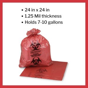 Alternative view of McKesson Infectious Waste Bag, Biohazard, Star Sealed Bottom, Red, 1.25 Mil, 7 to 10 gal, 24 in X 24 in, 250 Count