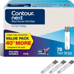 Ascensia Contour Next Blood Glucose Test Strips for Diabetes – 70 Count (1 Pack) - Accurate, No Coding, Second-Chance Sampling, Compatible with All Contour Next Meters for Easy Blood Sugar Testing
